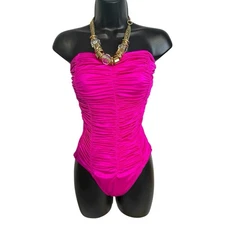 70s 80s Women’s Swimsuit Some-Body! Union Made In USA Tag High Cut Magenta