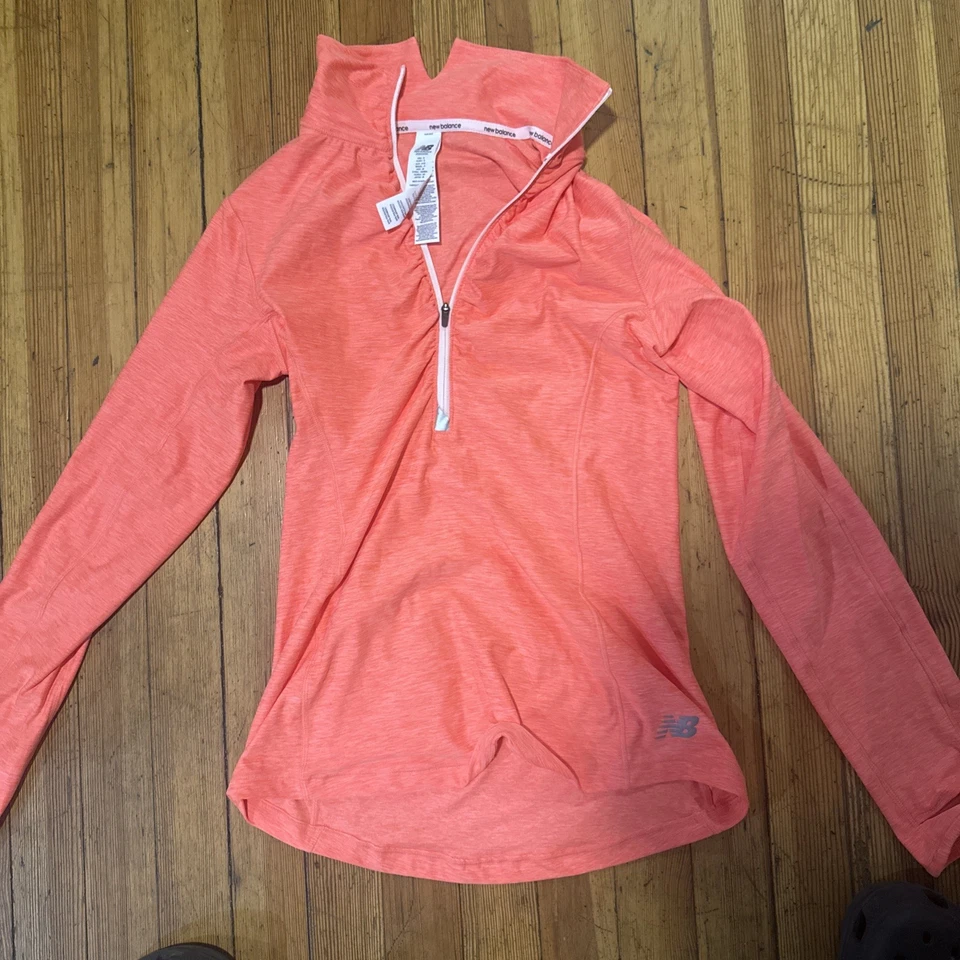New Balance Womens Size S Dry 1/4 1/2 Zip orange Long Sleeve Running - Image 2 of 4