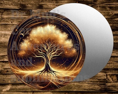 GOLDEN TREE  Metal Round Sign for Wreath, Crafts, doll houses, model railroads