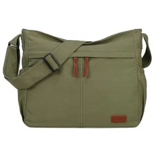 Messenger Bag With Inner Organized Pockets, Water Resistant Mens Canvas Satch...