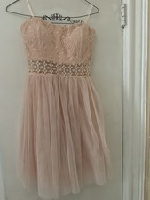 Pink Lace Strapless Sleeveless Fit & Flare Lined Zip Knee Length Dress Size S