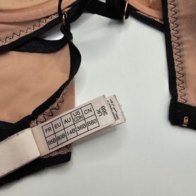 Agent Provocateur Joan Balconette Underwire Bra Sheer Nude Black 36B Luxury