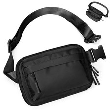 Fanny Packs for Women Men,Belt Bag with 4 Zipper Pockets,Waterproof 1. Black