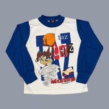 Vintage 90s Space Jam  Taz  Blue Pajama Shirt/ Sz: 4T
