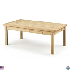 VINGLI Solid Wood Patio Coffee Table, Outdoor Garden Tea Table for Porch Balcony