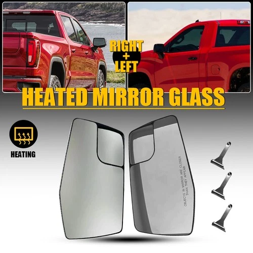 Left Right Side Mirror Glass Power Heated for 19-23 Chevy Silverado GMC Sierra A