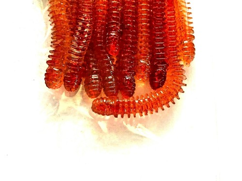 2 PAQUETES Jed Welsh 4" Acanalado Cola Rizada Gusano Rojo Naranja Renegado Rojo Brillo 10ct - Imagen 6 de 11