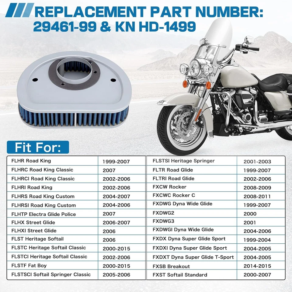 Filtro de aire para Harley Road King Electra Glide Heritage Softail Fat Boy 29461-99 Foto 3 de 4