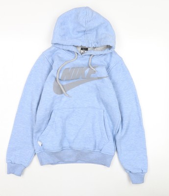 Nike Pullover Hoodie Unisex Blau S, Logo Akzente