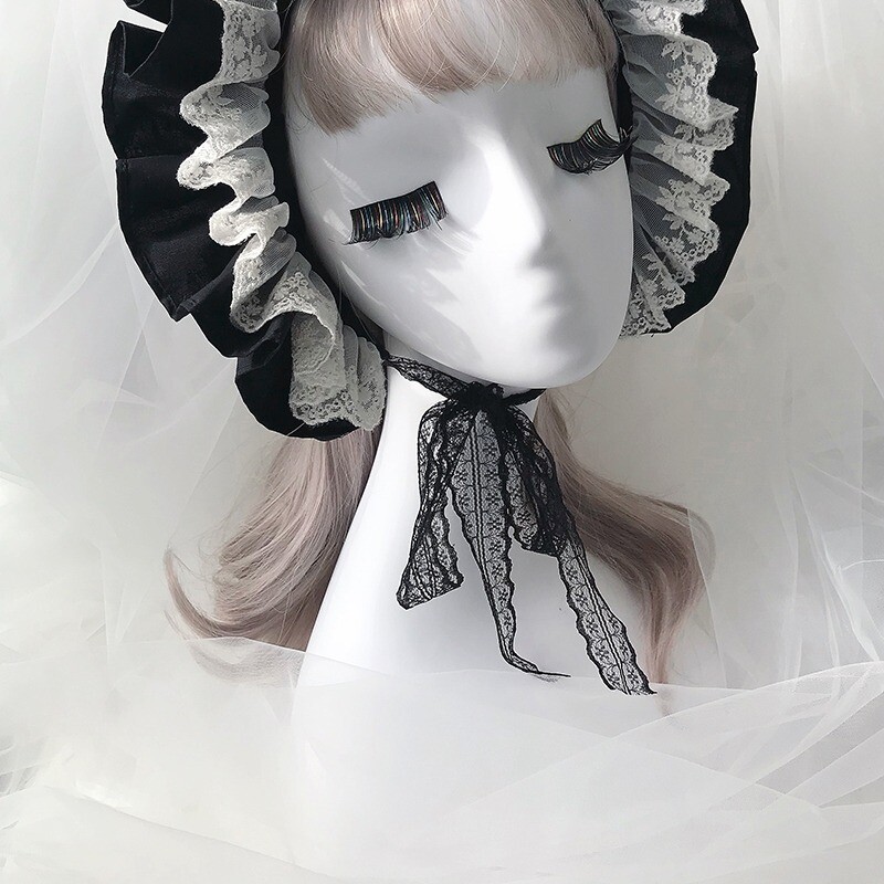 Lady Girls Lolita Hat Lace Ruffle Bonnet Cap Medieval Rococo