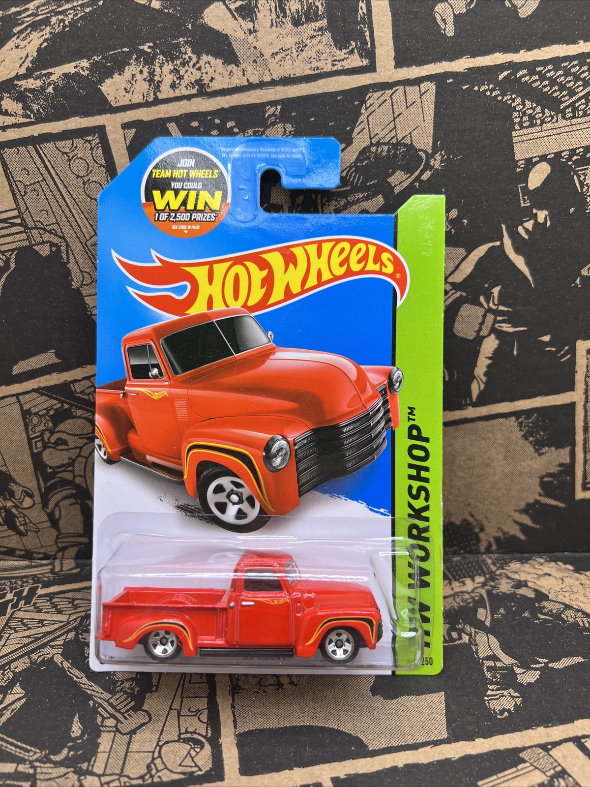 Hot Wheels '52 Chevy Red Pickup Truck 244/250 2015 Then and Now
