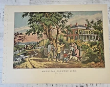 Currier and Ives Print 1952 American Country Life Hunting Winter 16x11 Reprint