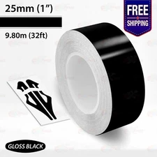 GLOSS BLACK 1" PIN STRIPE Car Model Motorcycle Decal TAPE Vinyl Sticker 25mm
