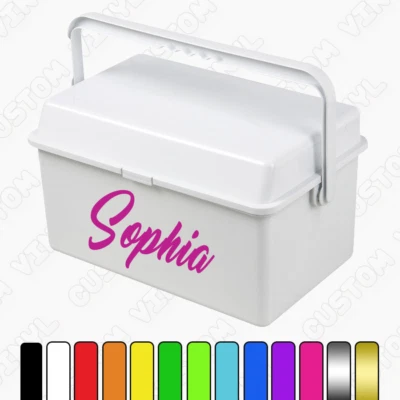 CUSTOM VINYL Baby changing box name sticker, personalised box name vinyl decal, various fonts