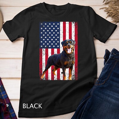 American Flag Rottweiler Dog Lover Funny 4th of July Dog T-Shirt Unisex T-shirt