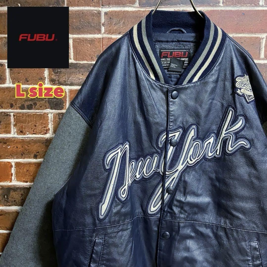 Fubu NY Yankees Stadium Jacket Leather Wool Embroidered Vintage Clothing