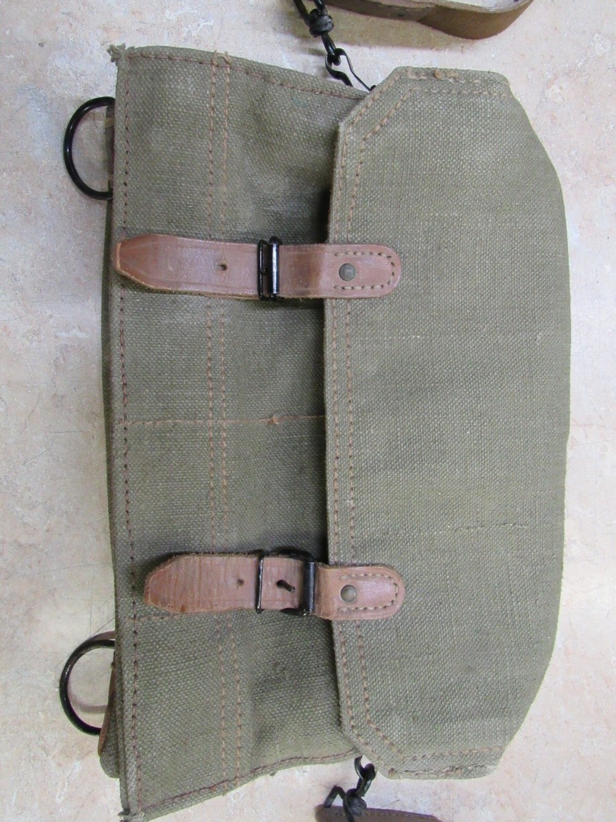 Vintage French Military Canvas Ammo Shoulder Bag w/ Strap