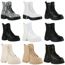 Damen Stiefeletten Plateau Boots Stiefel Profil-Sohle Schuhe 902077 Mode