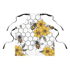 Honey Bee Flower Hive poly twill durable Apron AOP 