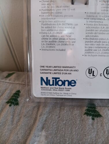 Nutone LA-204WH Wireless Door Chime W/Strobe Light Brand New Sealed White 🎁 - Picture 6 of 7