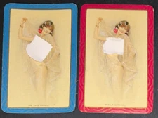 EN264 Swap Playing Cards 2 VINTAGE ENGLISH NAMED PAIR LADY THE LACE SHAWL 