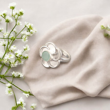 925 Sterling Silver Aqua Chalcedony Gemstone Faceted Jewelry Ring Gift For Her