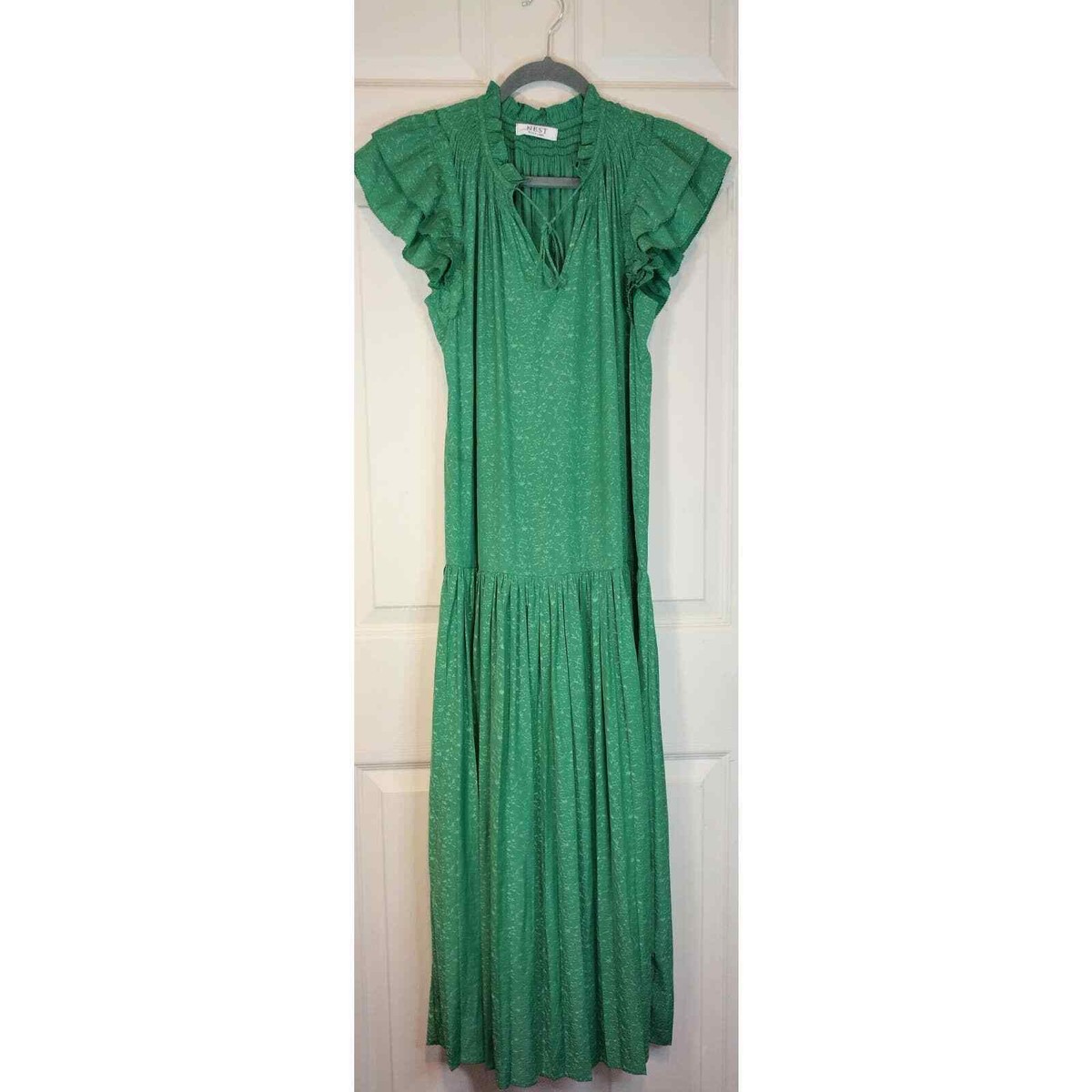 green floral jacquard dress Olivia von Halle | Garbo Ludovica Green Floral Slip Dress in Silk Jacquard | Women main image 1