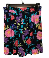 Vintage Super High Waisted Pleated Romantic Cottage Floral Culotte Shorts