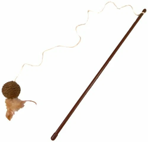Cat A Lack Crazy Wand Sisal Noisy Ball With Feathers Toy For Cats Colors Vary