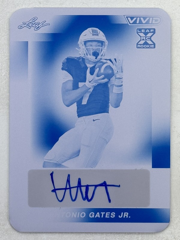 Antonio Gates Jr. 2024 Leaf Vivid Cyan Printing Plate Auto 1/1 #BA-AGJ Football