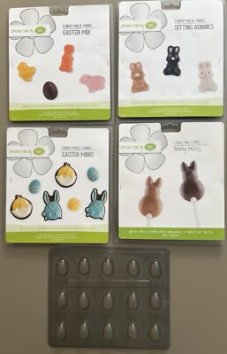Lot of 5 Assorted Easter Plastic Candy Molds. Minis And Lollipops