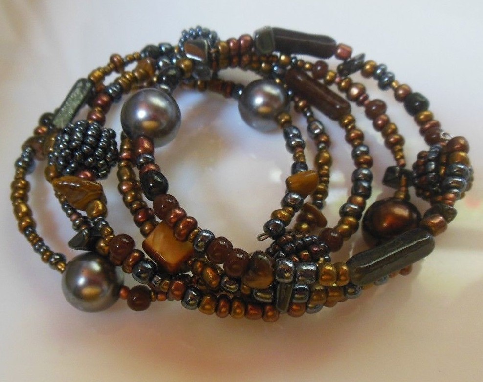 Hematite Tiger Eye Beaded Wrap Bracelet