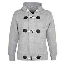 Kids Grey Duffel Hoodie Kids Quilted Fleece Girls Boys Hooded Jacket 7-13 Year
