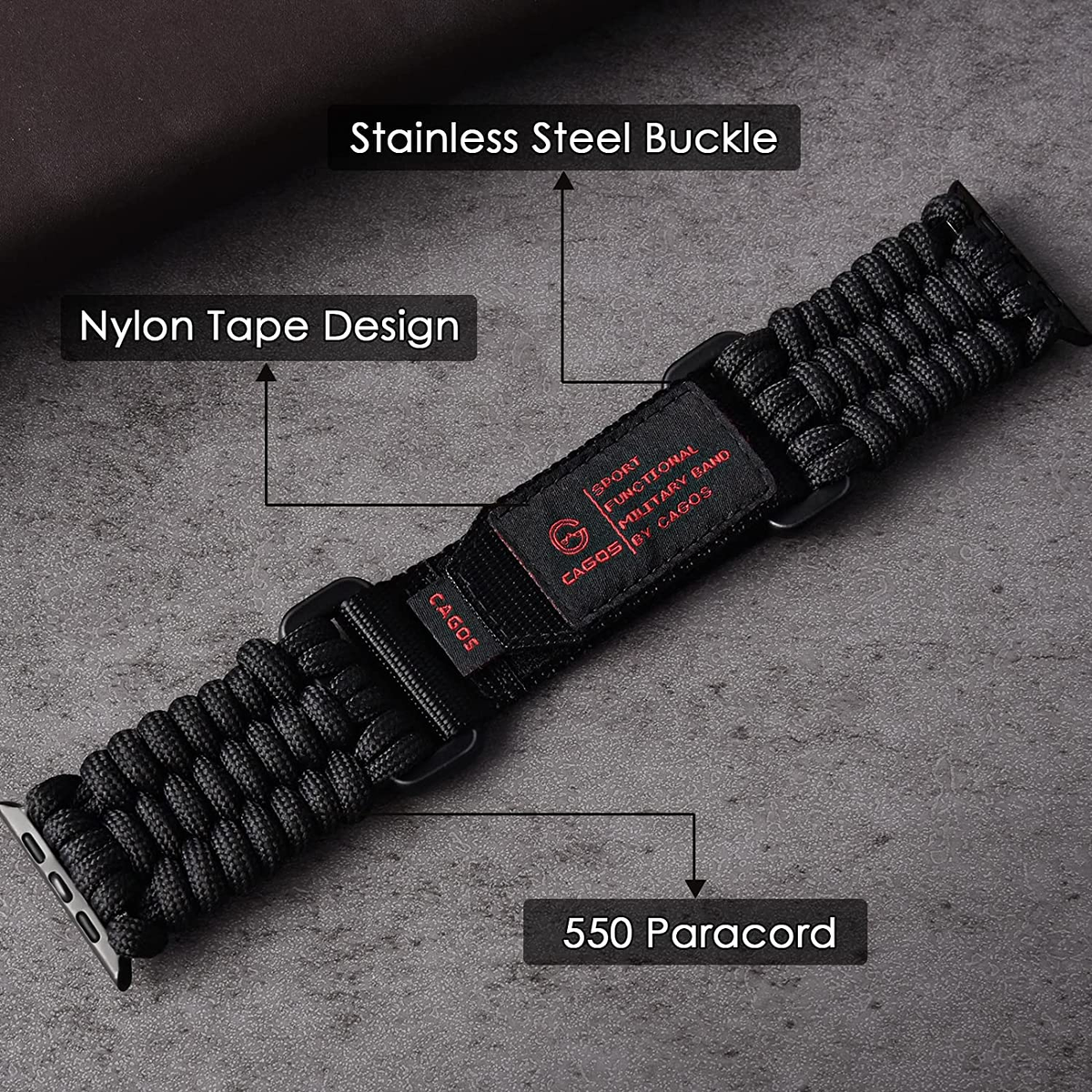 MONSTER PARACORD☆Applewatchバンド 45mm （Rugged Apple Watch Band 