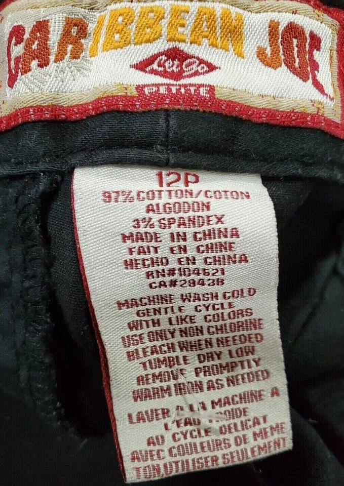 Caribbean Joe Womens Capri Pants Size 12 Petite 12P Black - Image 2 of 4