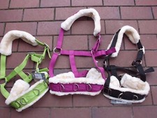 QHP Kappzaum / Halfter-Kombi Kunstfell Polsterung 3 Edelstahl D-Ringe NEU