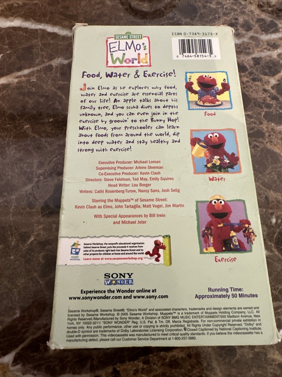 Sesame Street Elmos World Food Water And Exercise VHS HTF
