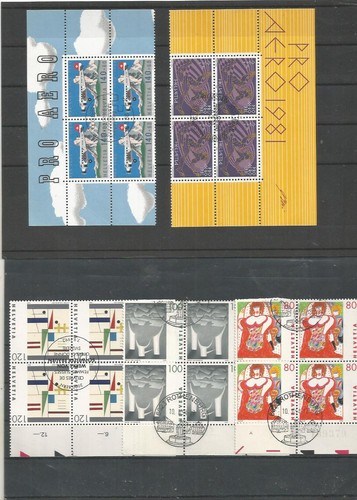 Schweiz 1196 VB, 1369 VB + 1507/09 VB oo (4er Blöcke 1981-1993); KW: 40,40 Euro