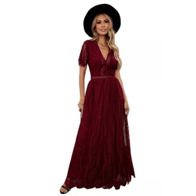knee length dresses for ladies Hime Maxi Dress in Satin Burgundy Rose – motelrocks-com-us main image 0