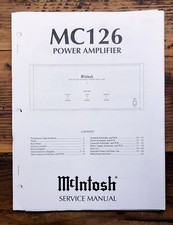 Mcintosh MC126 Amplifier Service Manual Original 