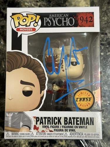 Pycho Pop Christian Bale signed Psycho Funko Pop 942 CHASE Patrick Bateman Heath ...