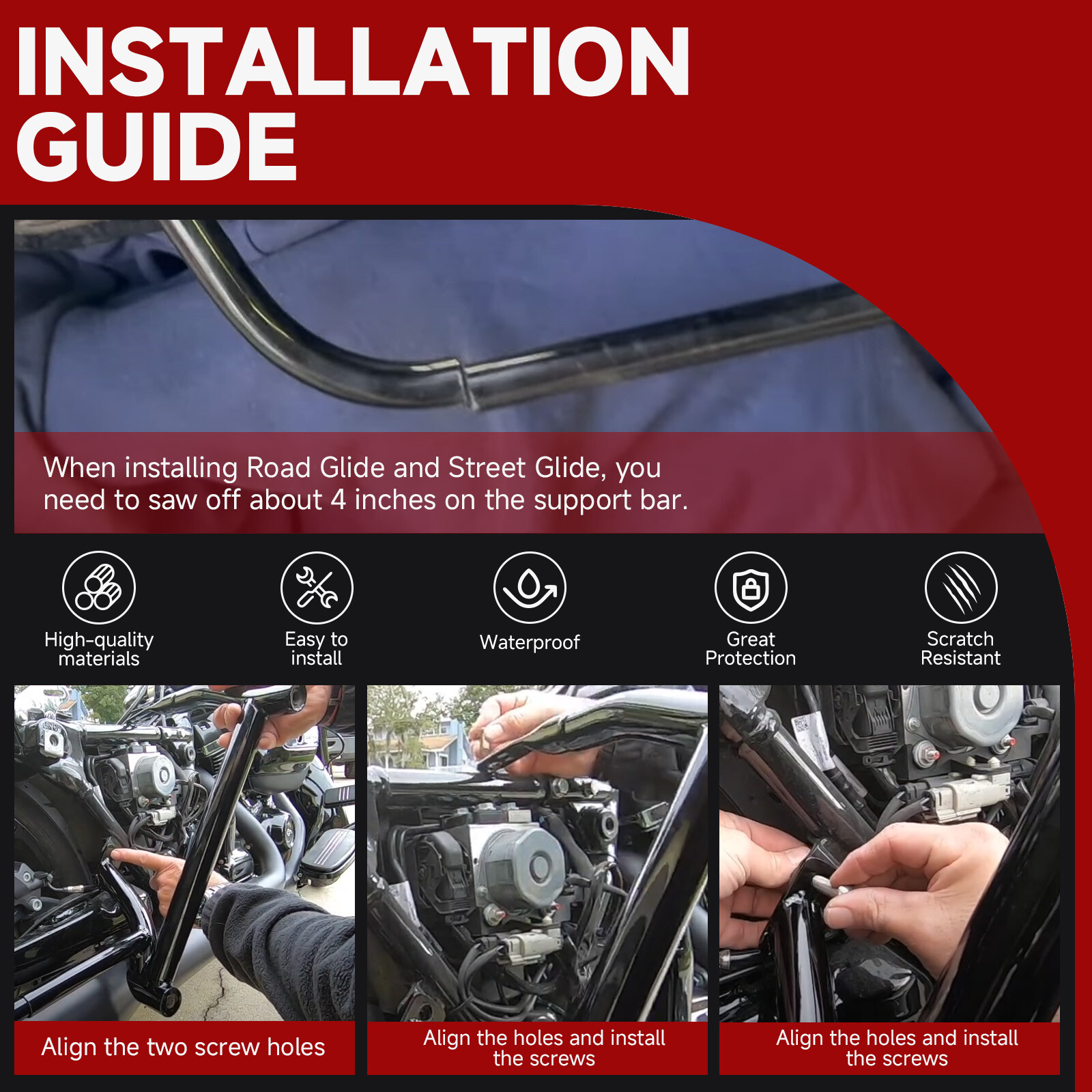 Front Engine Guard Crash Bar & Rear Saddlebag Crash Bar For Harley Touring 09-UP