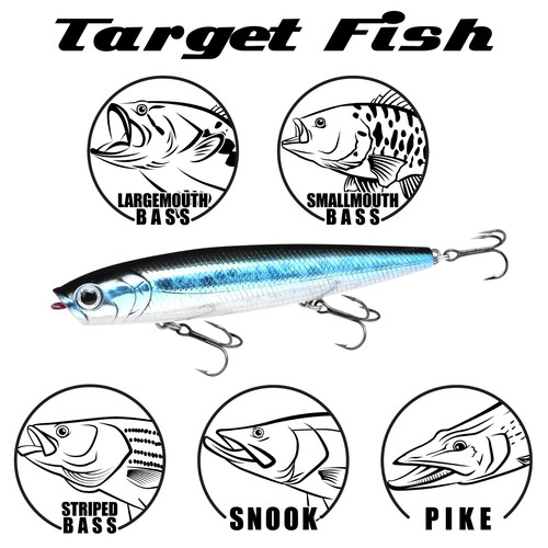 LUCKY CRAFT Gunfish 95 ~3 Ganchos~ - 528 Golden Ghost Minnow (1 cantidad) Topwater - Imagen 5 de 6