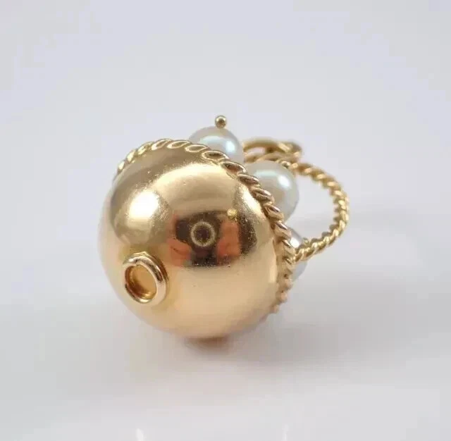 2Ct Round Lab Created White Pearl Basket Pendant 14K Yellow Gold Plated 18 Chain - Image 4 of 4