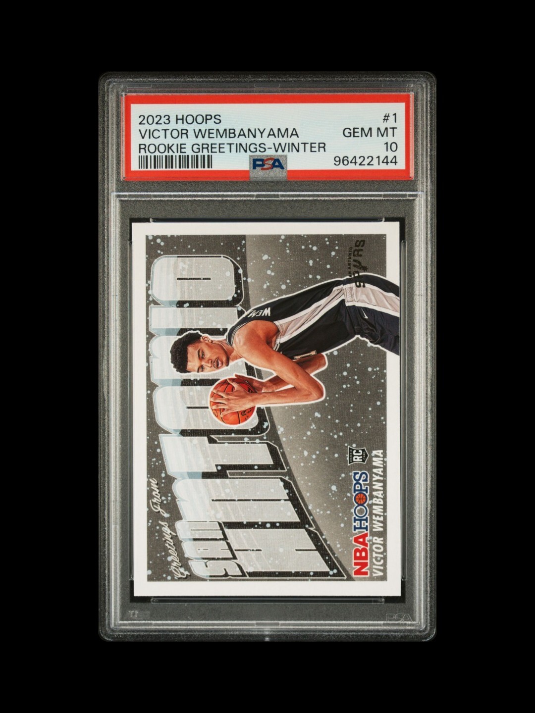 2023 NBA Hoops PSA 10 Victor Wembanyama (RC) Rookie Greetings- Winter #1