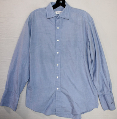 Vintage Brooks Brothers Makers Shirt Blue Frech Cuff 16 33 USA Monogram EW