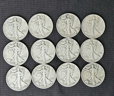 Lot Of 12 Walking Liberty Half Dollars