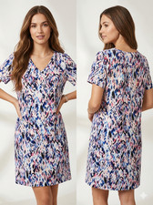 The Limited Ikat V-Neck Shift Dress Blue Pink Size Large NWT