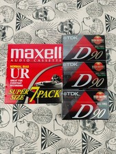 LOT OF 10 Various Blank Cassette Tapes - New/Sealed - TDK D90-3 Maxell UR90-7