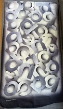 Vintage Paco Rabanne Paris Logo Printed Gray White Long Silk Scraf